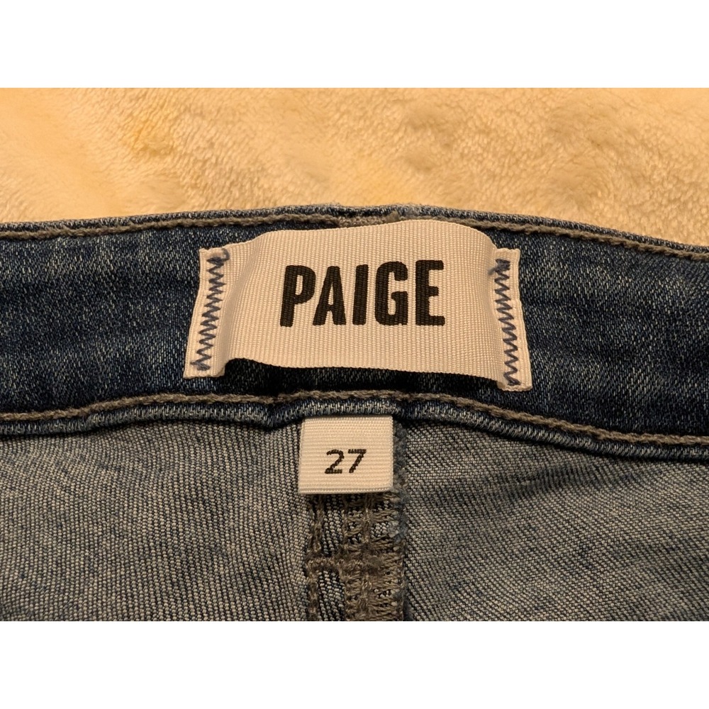 PAIGE Rory Crop Flare Jeans Medium Wash Raw Hem Size 27 - Picture 7 of 14